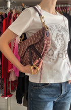 Dior Burgundy Oblique Jacquard Medium Saddle Shoulder Bag