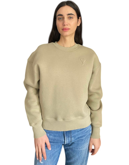 Ami Green De Ceour Heart Embossed Sweater - M