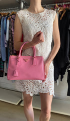 Prada Small Galleria Pink Saffiano Leather Two Way Tote Bag