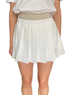 Brunello Cucinelli White Pleated Logo Tennis Skirt - IT 42 / US 6