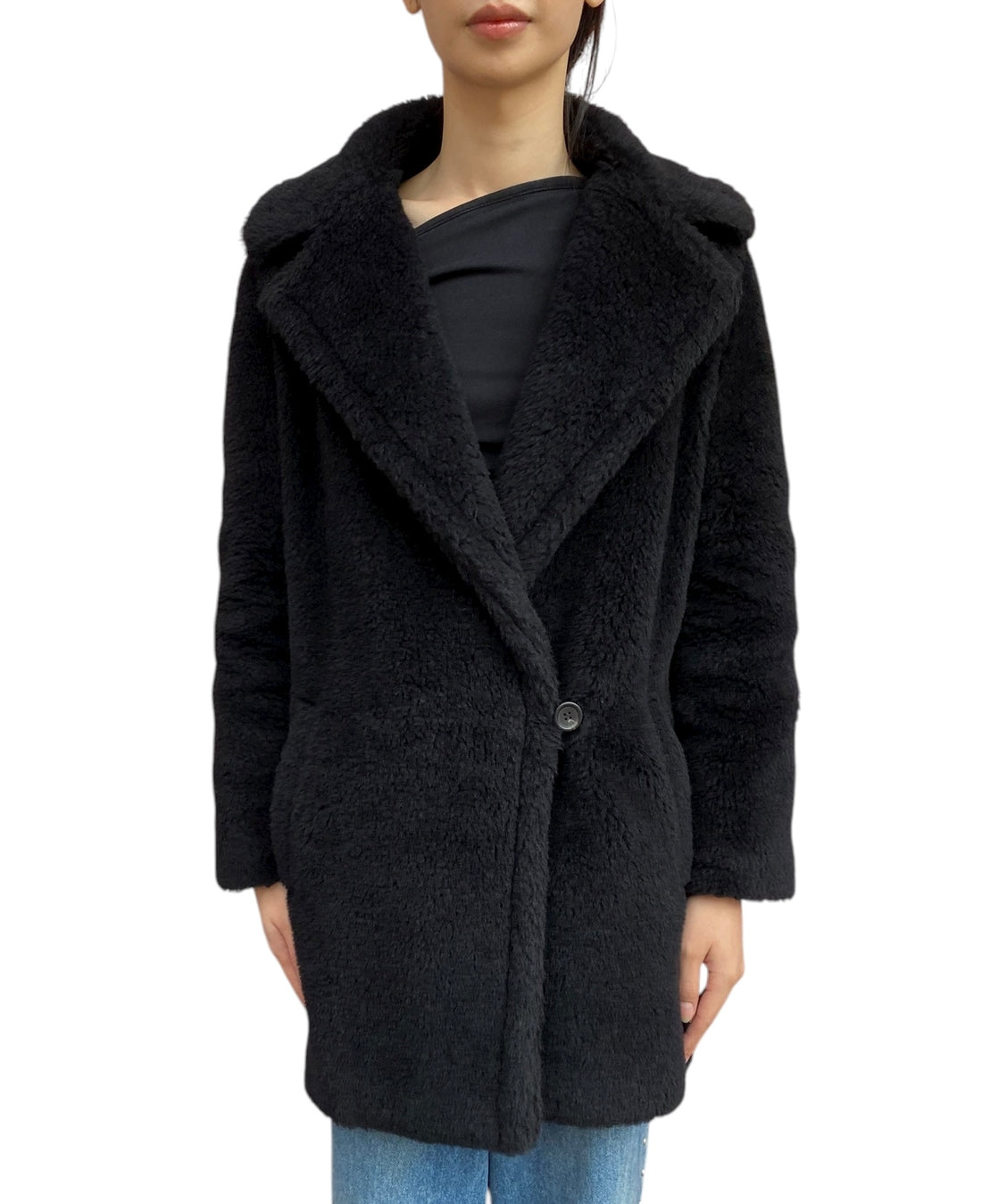 Max Mara Black Fiocco Teddy Coat - 38 / US 4