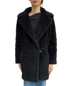 Max Mara Black Fiocco Teddy Coat - 38 / US 4