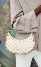 Celine Brown White Ava Medium Triomphe Coated Canvas Shoulder Bag