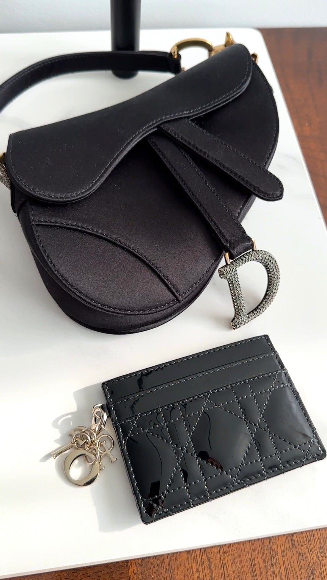 Christian Dior Black Patent Cannage Card Holder