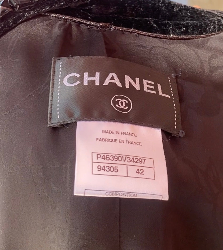 Chanel 2013 Black Sequin Velour Jacket - 42