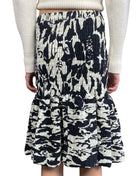Dries Black and White Smocked Printed Skirt - M