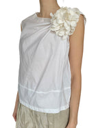 Brunello Cucinelli Ivory Floral Applique Sleeveless Top - US 2-4