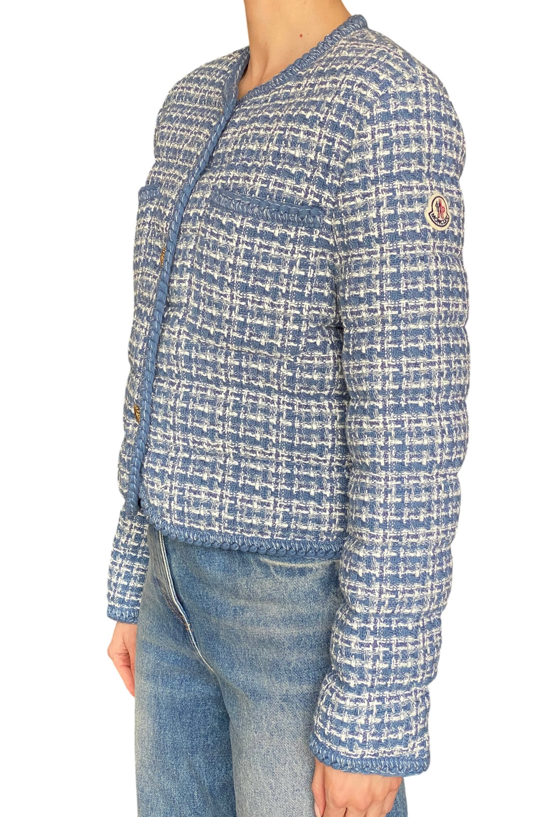 Moncler Blue Eliadi Quilted Tweed Down Jacket - 2 / M/ US 6
