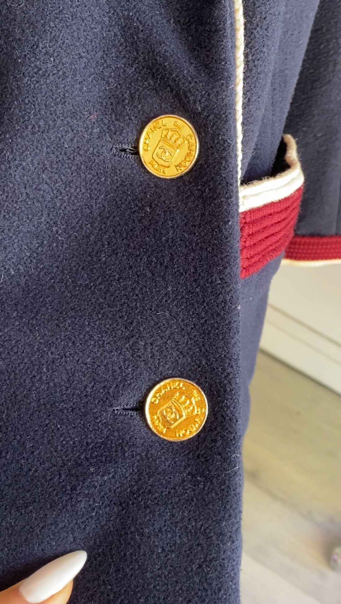 Chanel Vintage Navy Coin Button Double Breasted Jacket - 38 / US 6