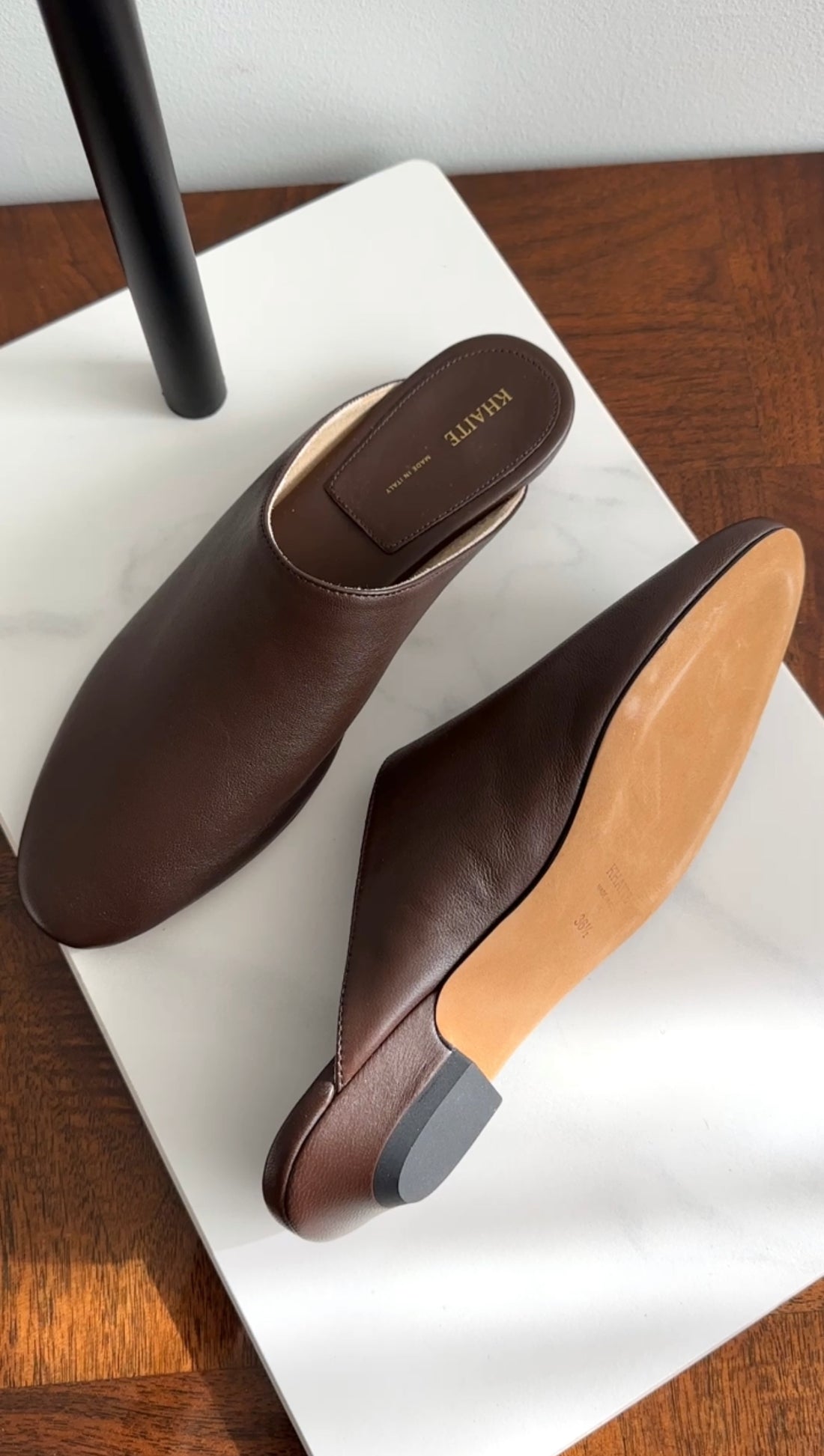 Khaite Brown Leather Otto Mules - 36.5