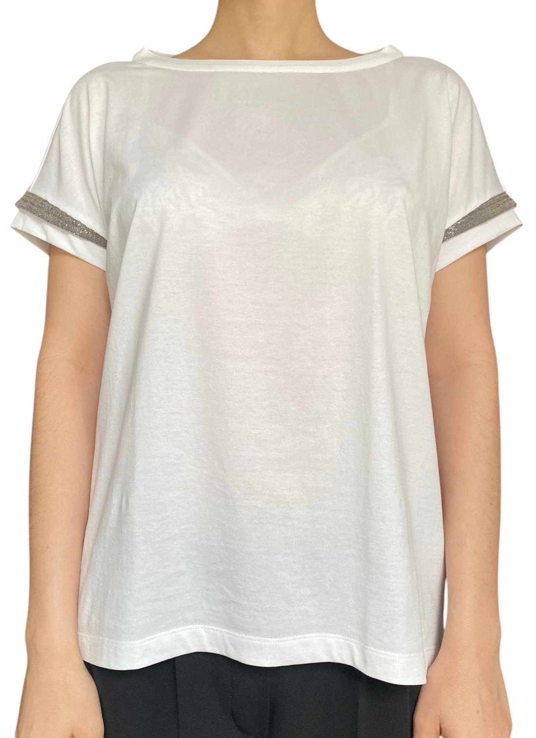 Brunello Cucinelli White Monili Tee - S / US 6