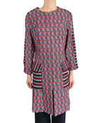 Oscar De La Renta 2015 Black & Red Tweed Check Coat - US 12