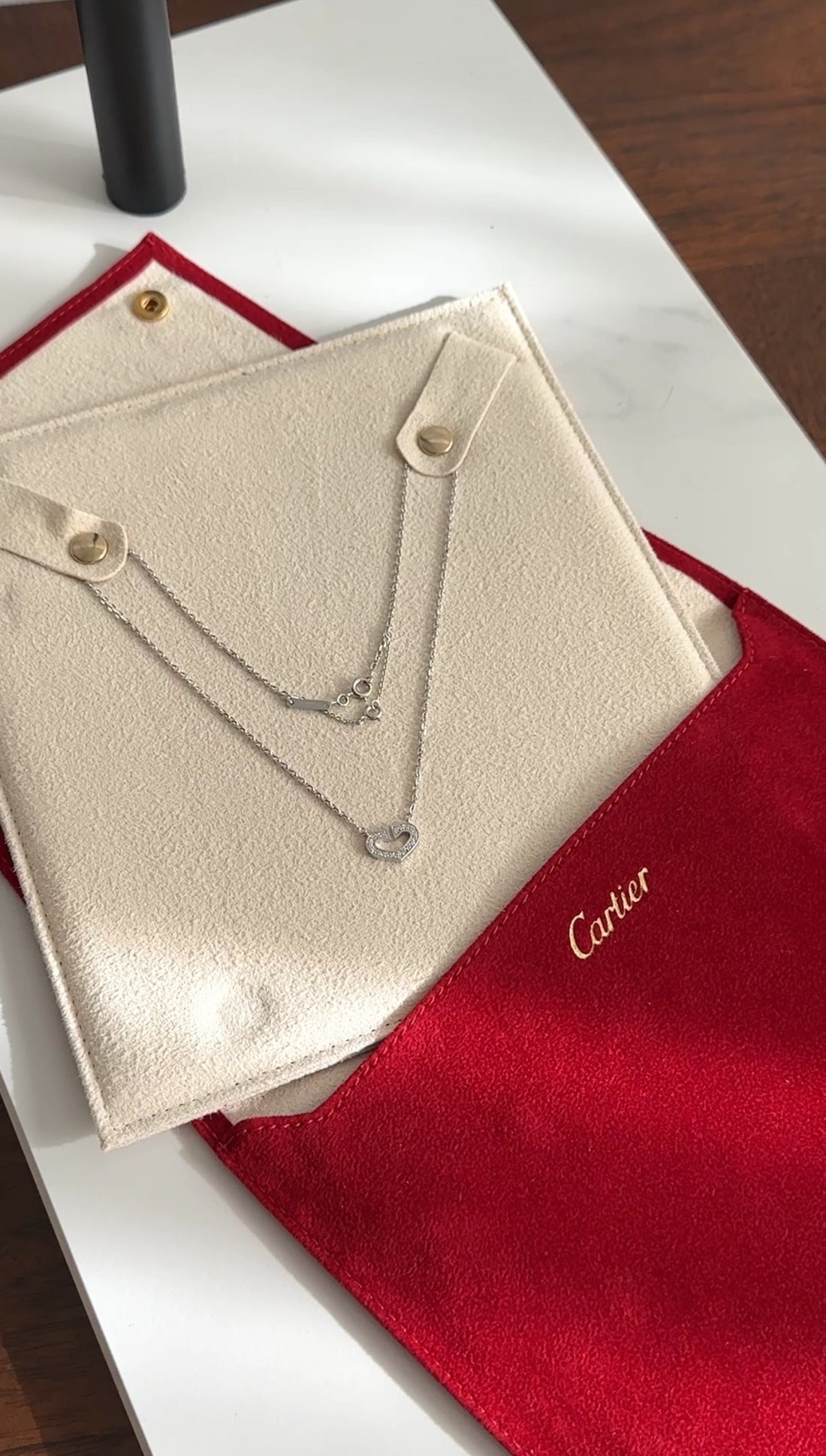Cartier 18k White Gold Diamond C de Cartier Pendant Necklace