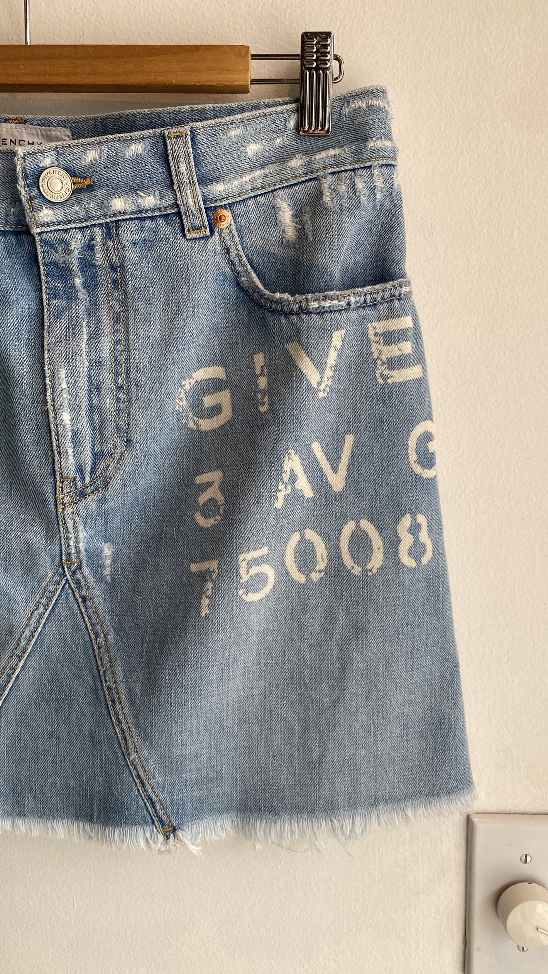 Givenchy Logo Printed Denim Mini Skirt - 38