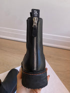 R13 Black Leather Single Stack Chelsea Boots - 39