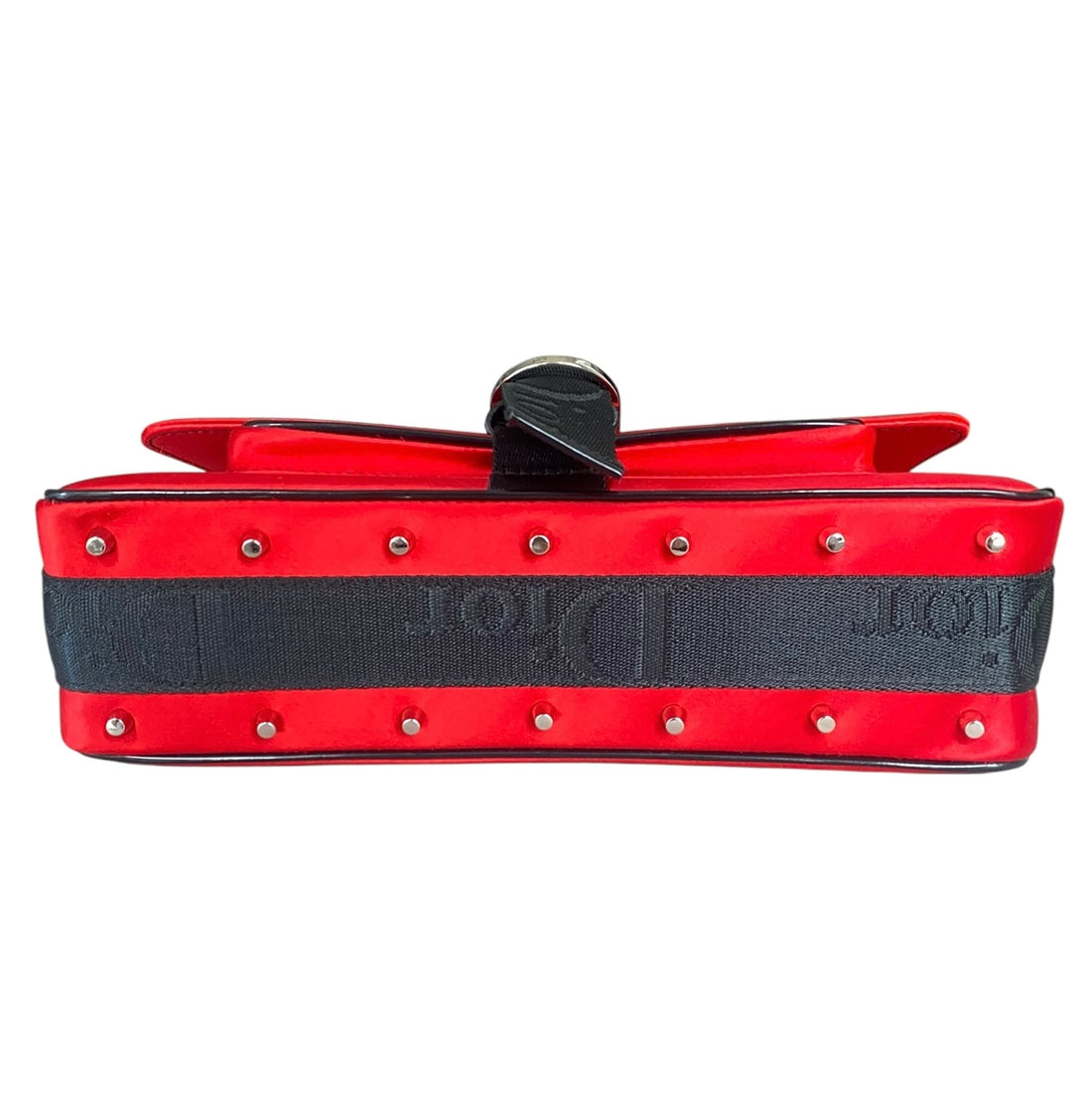 Dior Red Satin Hardcore Mini Rhinestone Chain Bag