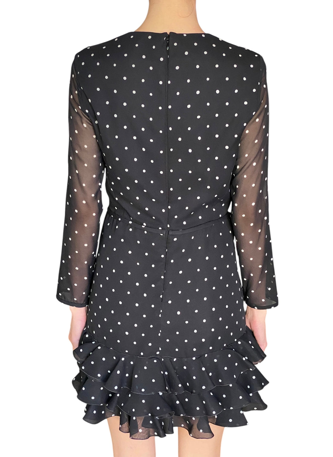 Giambattista Valli Black Silk Polka Dot Ruffle Mini Dress - IT 44 / US 6-8