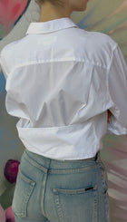 Victoria Beckham White Cotton Button Down Shirt with Strap Across Back - M