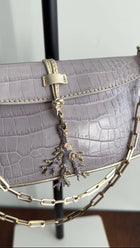 Valentino Pale Lilac Croc-Embossed Baguette Chain Bag