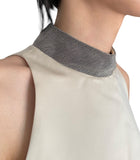 Brunello Cucinelli Ivory Monili Neck Satin Ruffle Dress - XL