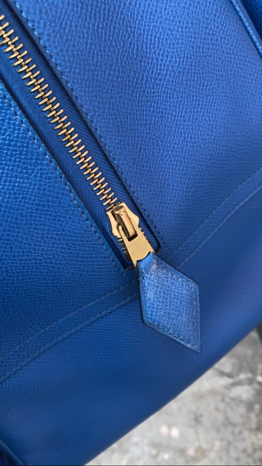 Hermes Vintage 1994 Gobi Blue Leather Hand Luggage Overnight Bag