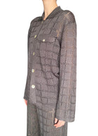 Calle Del Mar Grey Knit Patchwork Long Sleeve Shirt - M