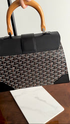 Goyard Goyardine Saigon MM Wood Trim Handbag