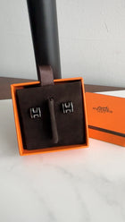 Hermes Mini Pop H Earrings Black and Silvertone