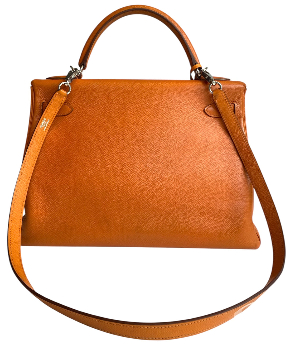 Hermes Orange Epsom Kelly 32 Retourne PHW Bag