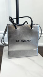 Balenciaga Silver Logo Shopping XXS North South Bag