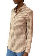 Lemaire Brown Striped Cotton Silk Blend Shirt - 38