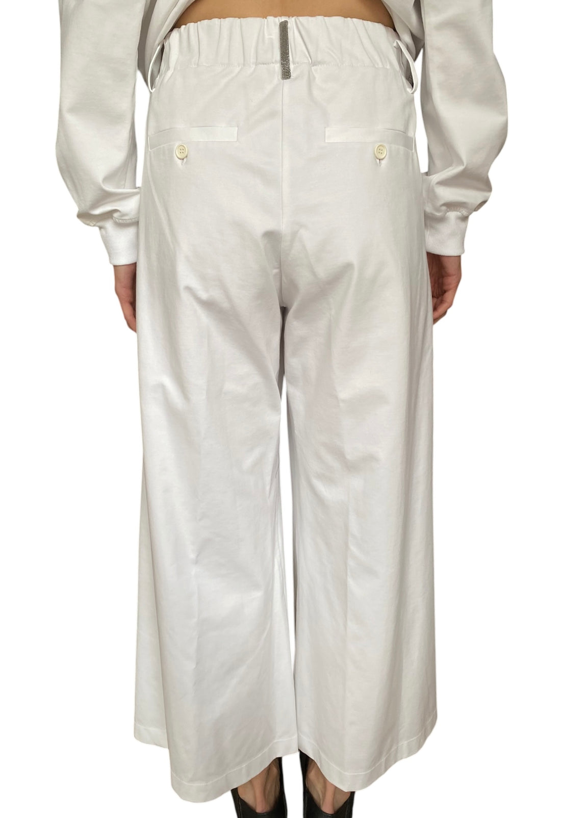 Brunello Cucinelli White Monili Wide Leg Jogger - L