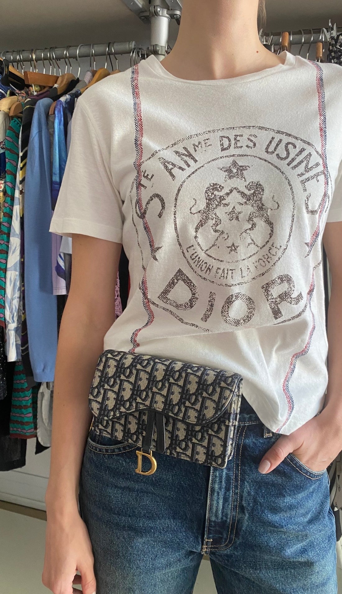 Dior Navy Blue Oblique Monogram Canvas Saddle Belt Bag