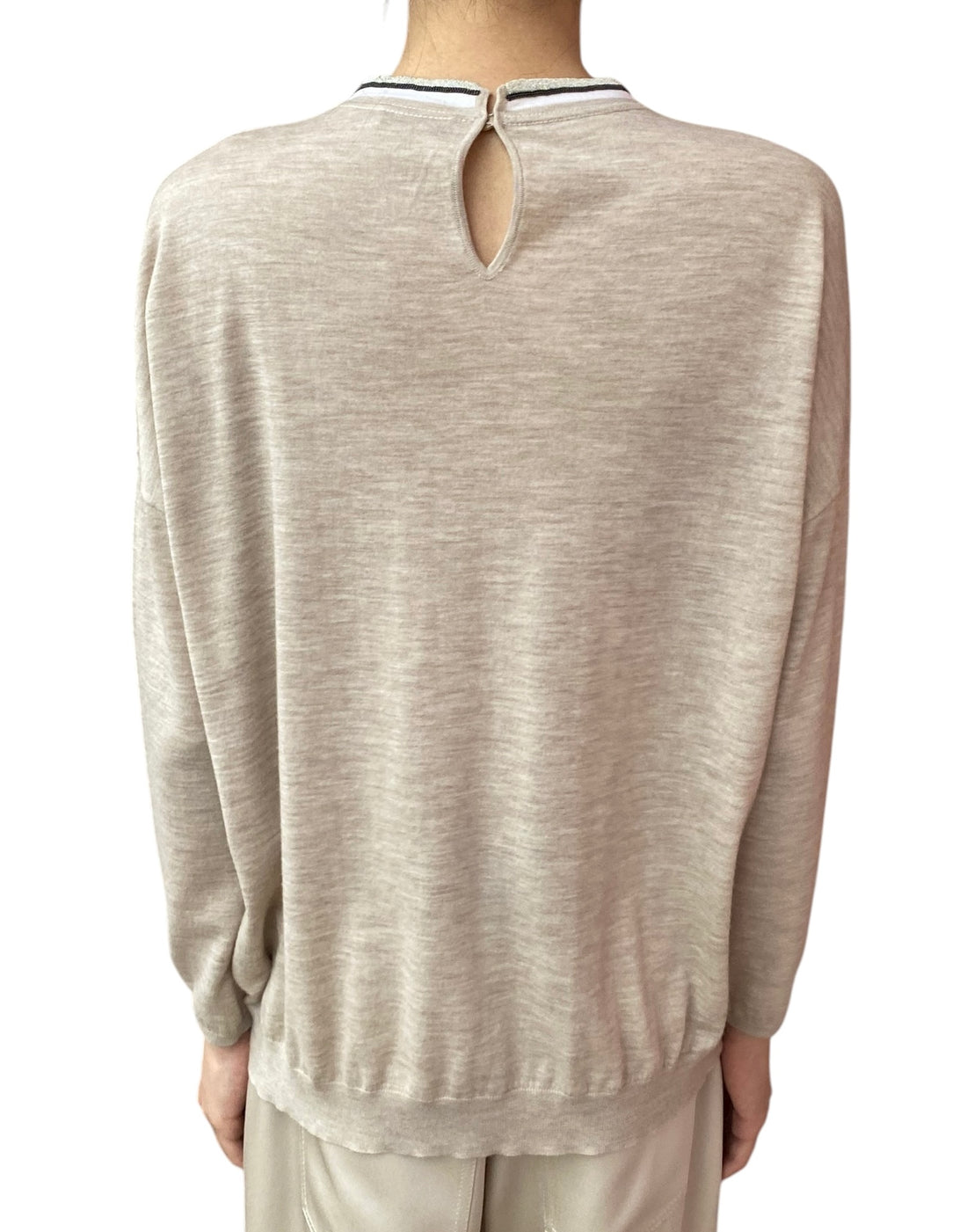Brunello Cucinelli Beige Monili Embellished Wool & Cashmere Sweater - S