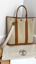 Hermes Toile and Leather Garden File PM 28 Two-way Tote Bag