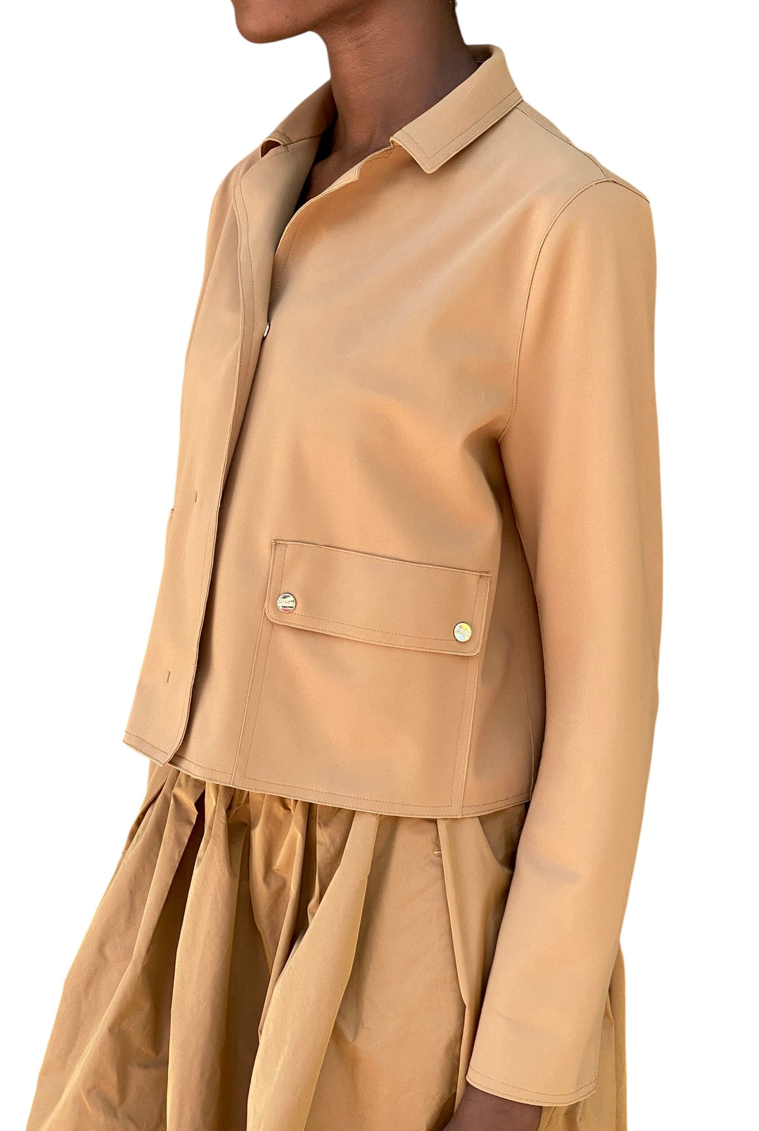 Herno Brown Camel Cropped Jacket - 44 / US 8