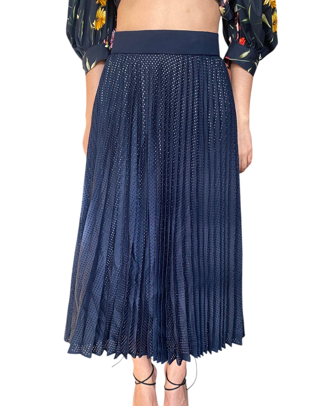 Fendi Navy Mohair Mesh Overlay Maxi Skirt - 48 / US 12