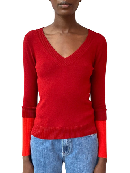 Gucci Red Combo Cashmere Knit Sweater- XS