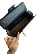 Lanvin Rateau Black & Gold Pencil Cat Top Handle Bag