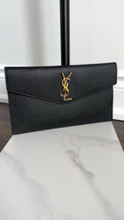 Saint Laurent Black Leather Uptown Pouch Clutch Bag