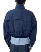 Miu Miu Navy Panama Cropped Bomber Jacket - 40 / US 6