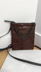 Brunello Cucinelli Dark Brown Leather Monili Mini Crossbody Pouch Bag