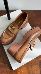 Chanel 2023 Tan Glossed Leather CC Tread Loafer - 37