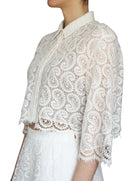 Giambattista Valli White Lace Cropped Shirt - 42 / US 6