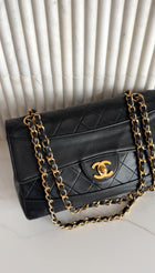 Chanel Vintage 1989 Black Quilted Lambskin Medium Single Flap Bag