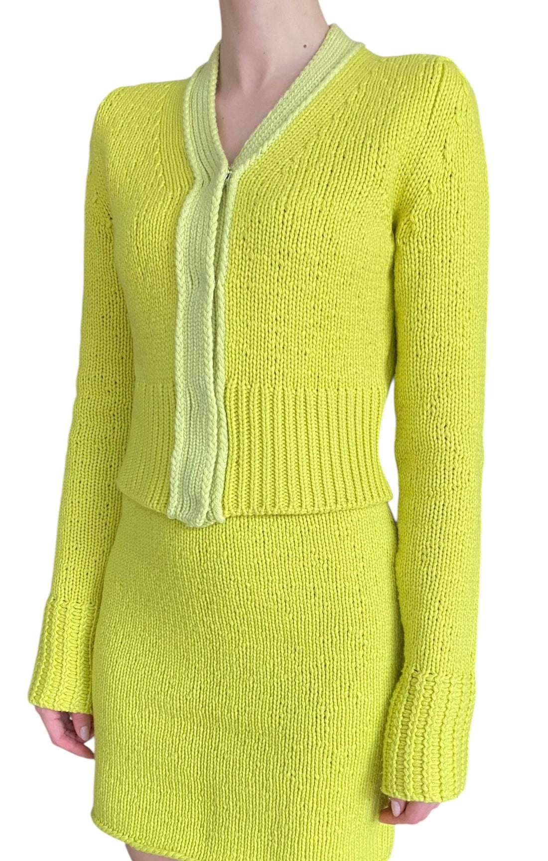 Bottega Veneta Chartreuse Wool & Cashmere Knit Cardigan - XS / 0-2