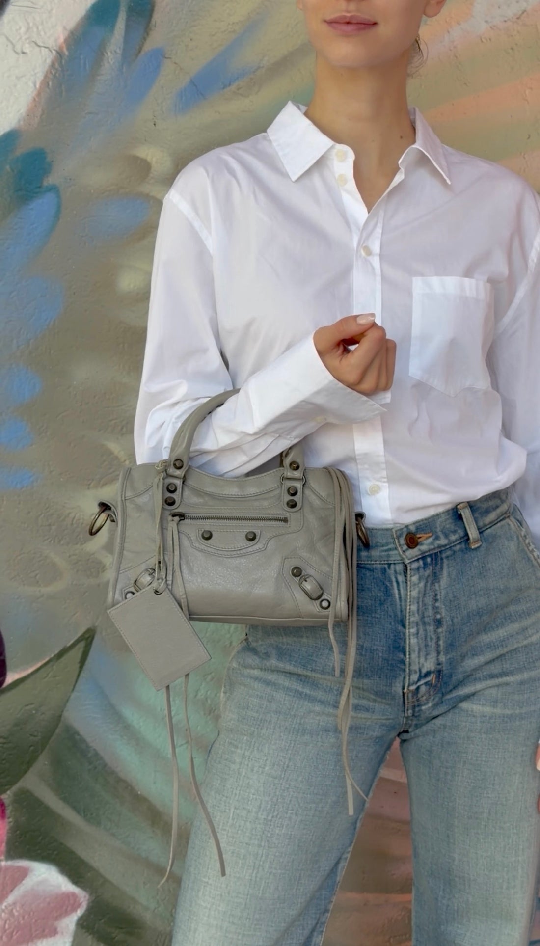Balenciaga Grey SS2014 Mini Lambskin City Bag Mini