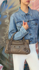 Balenciaga Taupe Brown Vintage Lambskin City First Bag