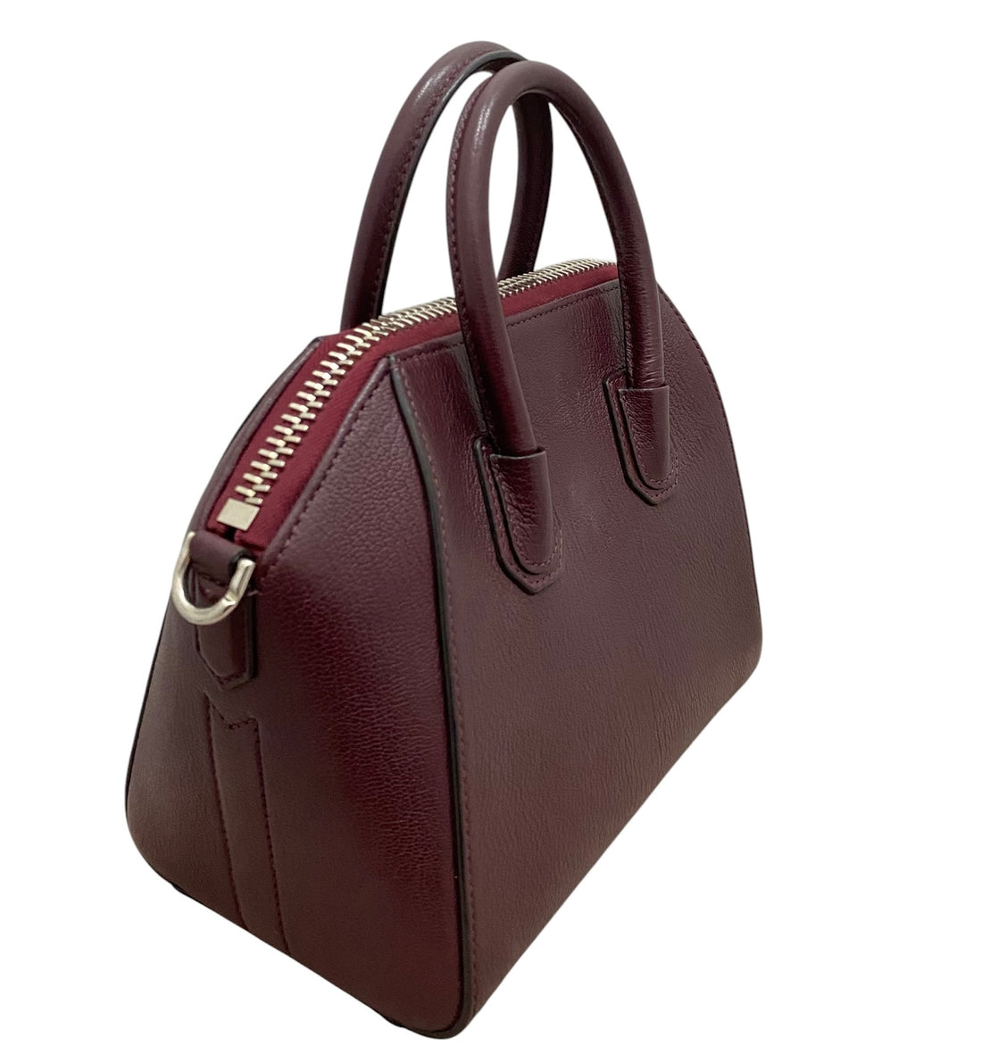 Givenchy Burgundy Grained Calfskin Mini Antigona Two Way Bag
