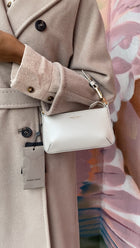 Giorgio Armani Prima Mini Stone Grey Leather Two Way Crossbody Bag